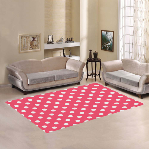 Indian Red Polka Dots Area Rug7'x5'