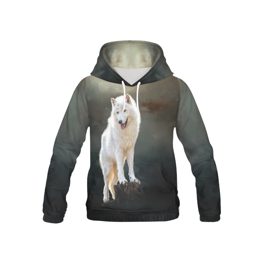 A wonderful painted arctic wolf All Over Print Hoodie for Kid (USA Size) (Model H13)