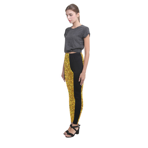 yellow glitter Cassandra Women's Leggings (Model L01)