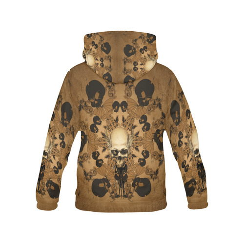 Skull with skull mandala on the background All Over Print Hoodie for Women (USA Size) (Model H13)