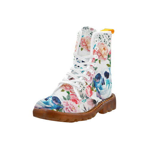 Skull with flowers Martin Boots For Women Model 1203H