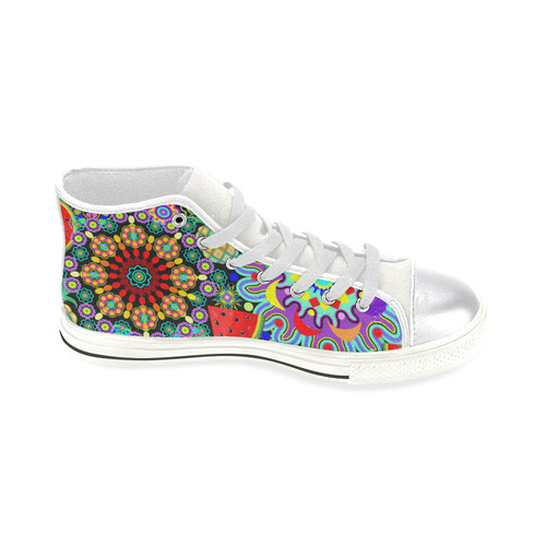 Mandalas and Exotic Fruits Pattern Women's Classic High Top Canvas Shoes (Model 017)