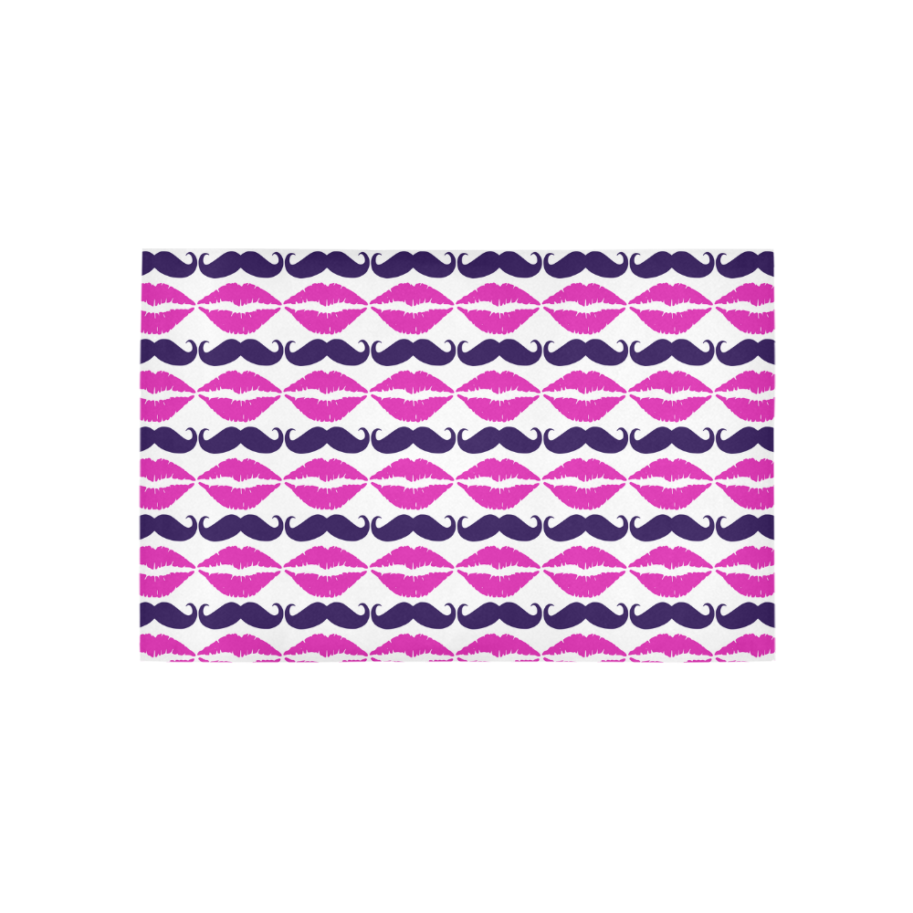 Hot Pink Hipster Mustache and Lips Area Rug 5'x3'3''