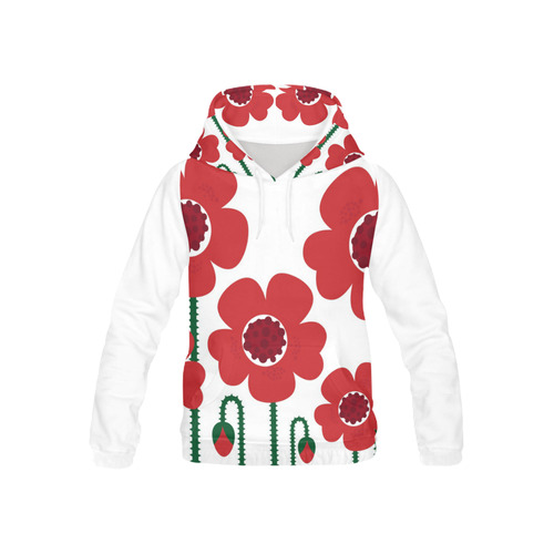 ALL OVER PRINT HOODIE  : Big flowers All Over Print Hoodie for Kid (USA Size) (Model H13)
