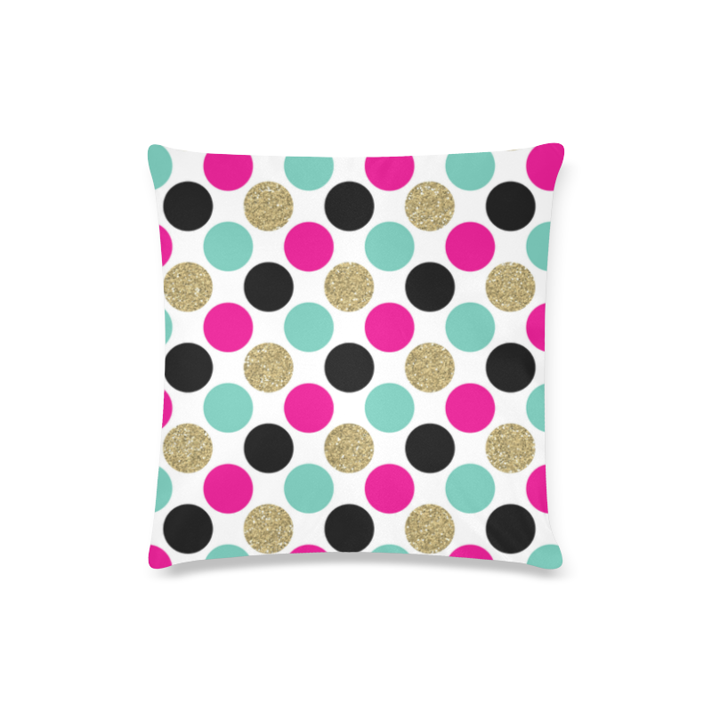 Gold and Dots Custom Zippered Pillow Case 16"x16"(Twin Sides)
