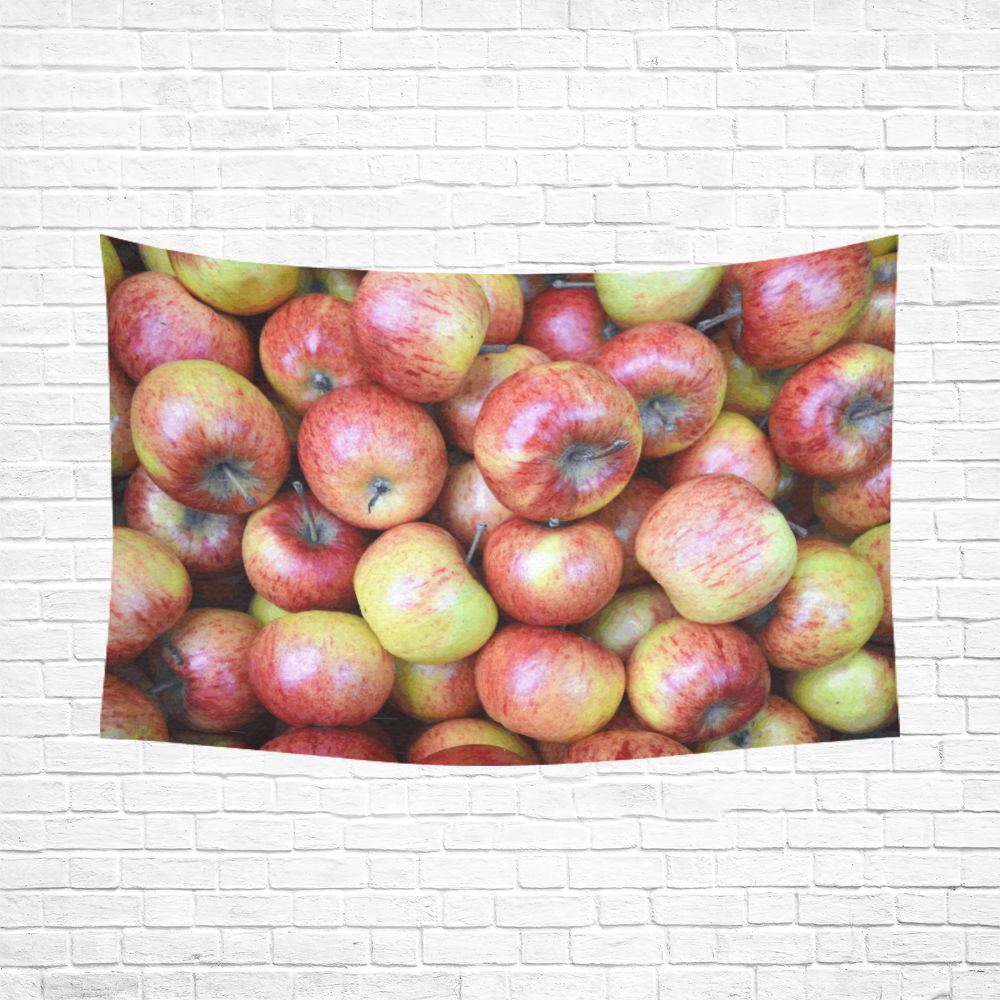 Autumn Apples Red Green Fruit Cotton Linen Wall Tapestry 90"x 60"