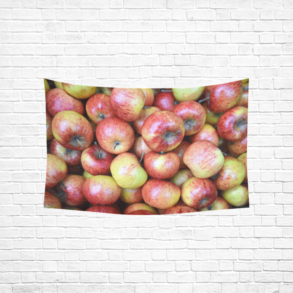 Autumn Apples Red Green Fruit Cotton Linen Wall Tapestry 60"x 40"