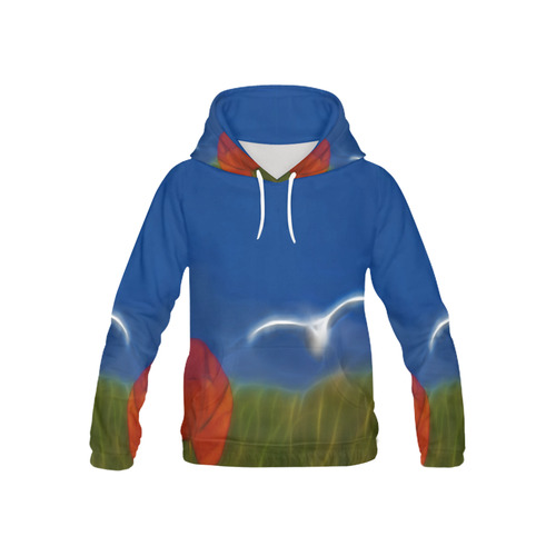 Wonderfull Summer with Seagull and Poppy All Over Print Hoodie for Kid (USA Size) (Model H13)