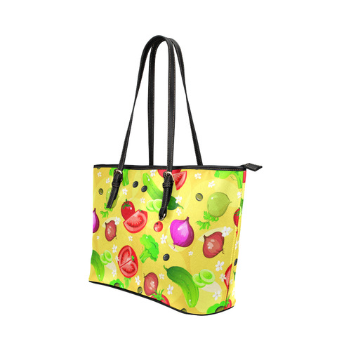 Vegetables Tomatoes Olives Cucumbers Onions Leather Tote Bag/Small (Model 1651)