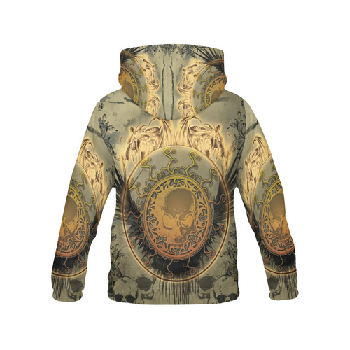 Awesome skulls on round button All Over Print Hoodie for Women (USA Size) (Model H13)