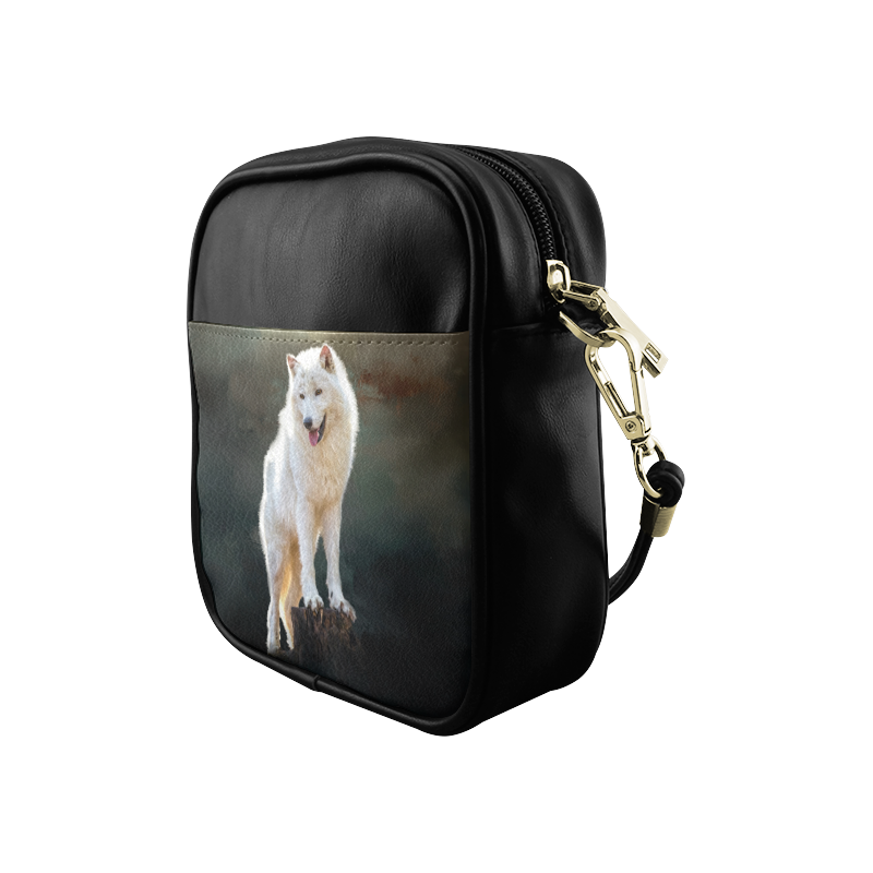 A wonderful painted arctic wolf Sling Bag (Model 1627)