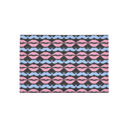 Girly Pink Hipster Mustache and Lips Area Rug 5'x3'3''