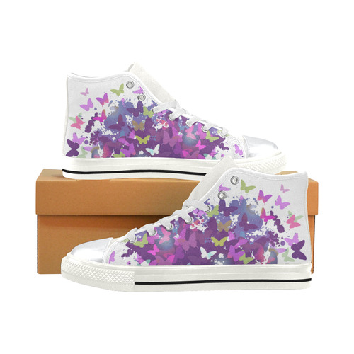 Butterflys High Top Canvas Shoes for Kid (Model 017)