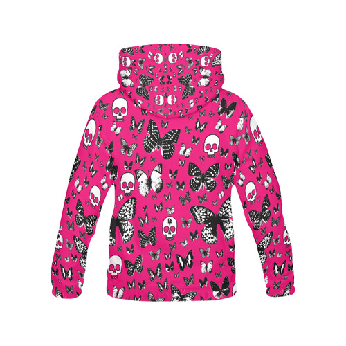 Skulls & Butterflies on Pink All Over Print Hoodie for Men (USA Size) (Model H13)