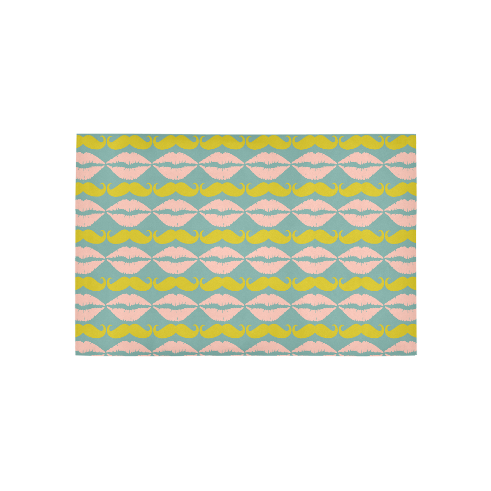 Mint Hipster Mustache and Lips Area Rug 5'x3'3''