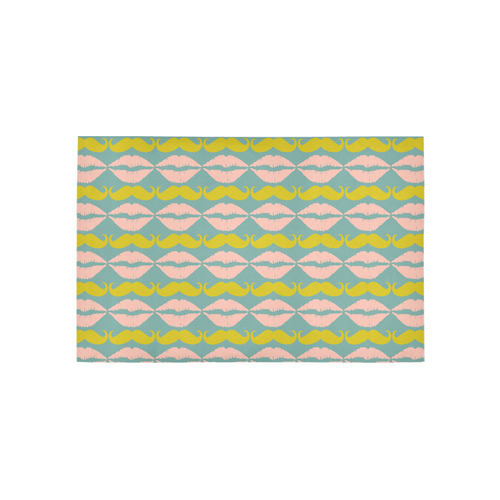 Mint Hipster Mustache and Lips Area Rug 5'x3'3''