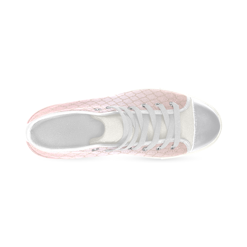 "Pretty in Pink" Women's Classic High Top Canvas Shoes (Model 017)