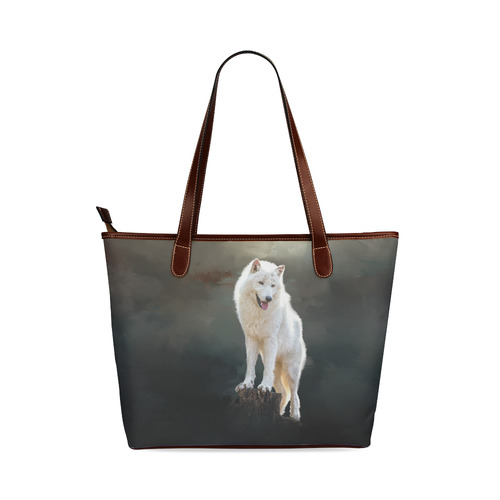 A wonderful painted arctic wolf Shoulder Tote Bag (Model 1646)