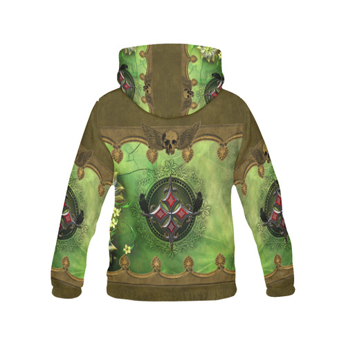 Wonderful gothic design with skull All Over Print Hoodie for Women (USA Size) (Model H13)