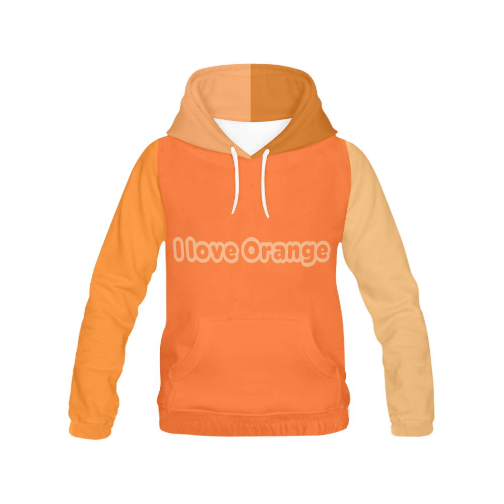I love Orange All Over Print Hoodie for Women (USA Size) (Model H13)