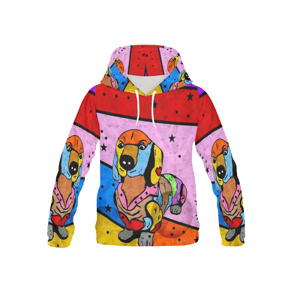 Dachshunf by Nico Bielow All Over Print Hoodie for Kid (USA Size) (Model H13)