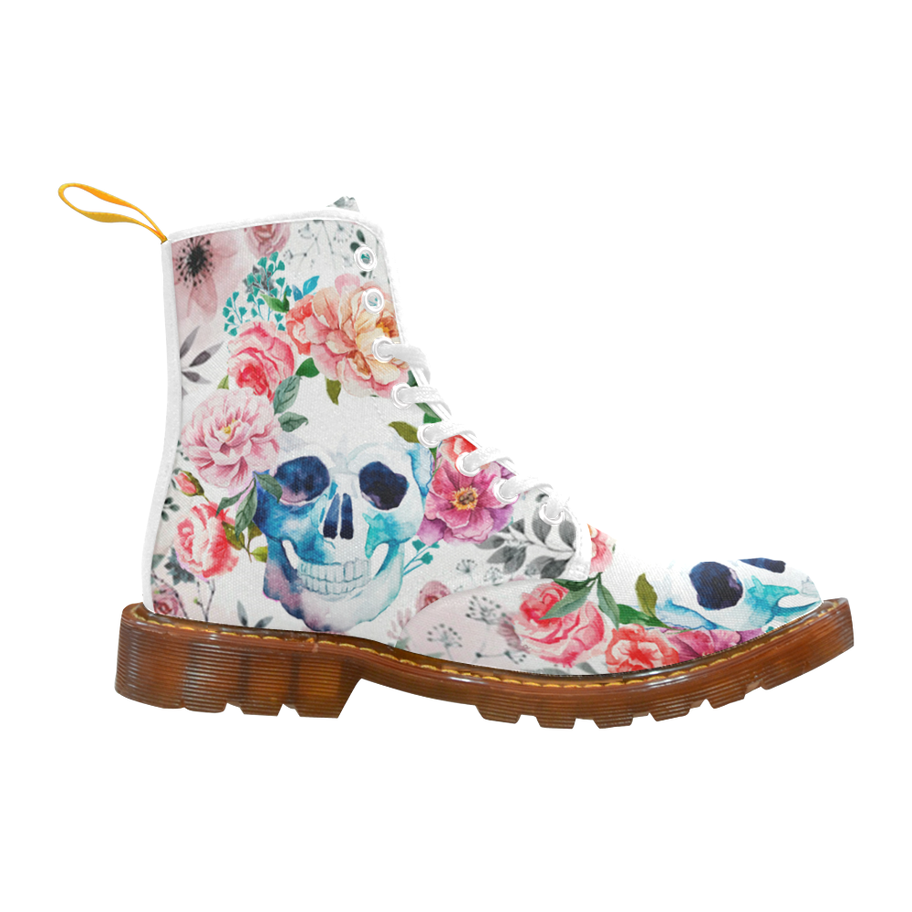 Skull with flowers Martin Boots For Women Model 1203H