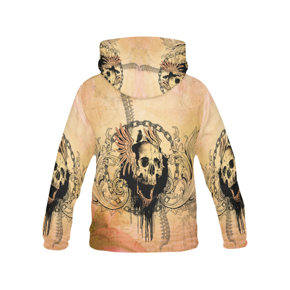 Amazing skull with wings All Over Print Hoodie for Women (USA Size) (Model H13)
