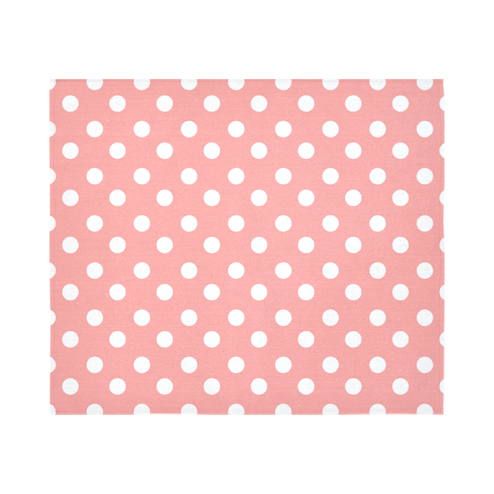Coral Pink Polka Dots Cotton Linen Wall Tapestry 60"x 51"
