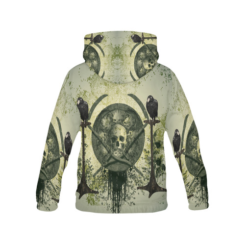 Skulls with crows All Over Print Hoodie for Men (USA Size) (Model H13)