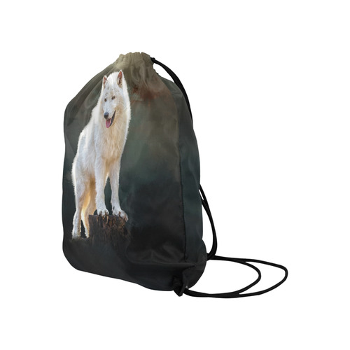 A wonderful painted arctic wolf Large Drawstring Bag Model 1604 (Twin Sides)  16.5"(W) * 19.3"(H)