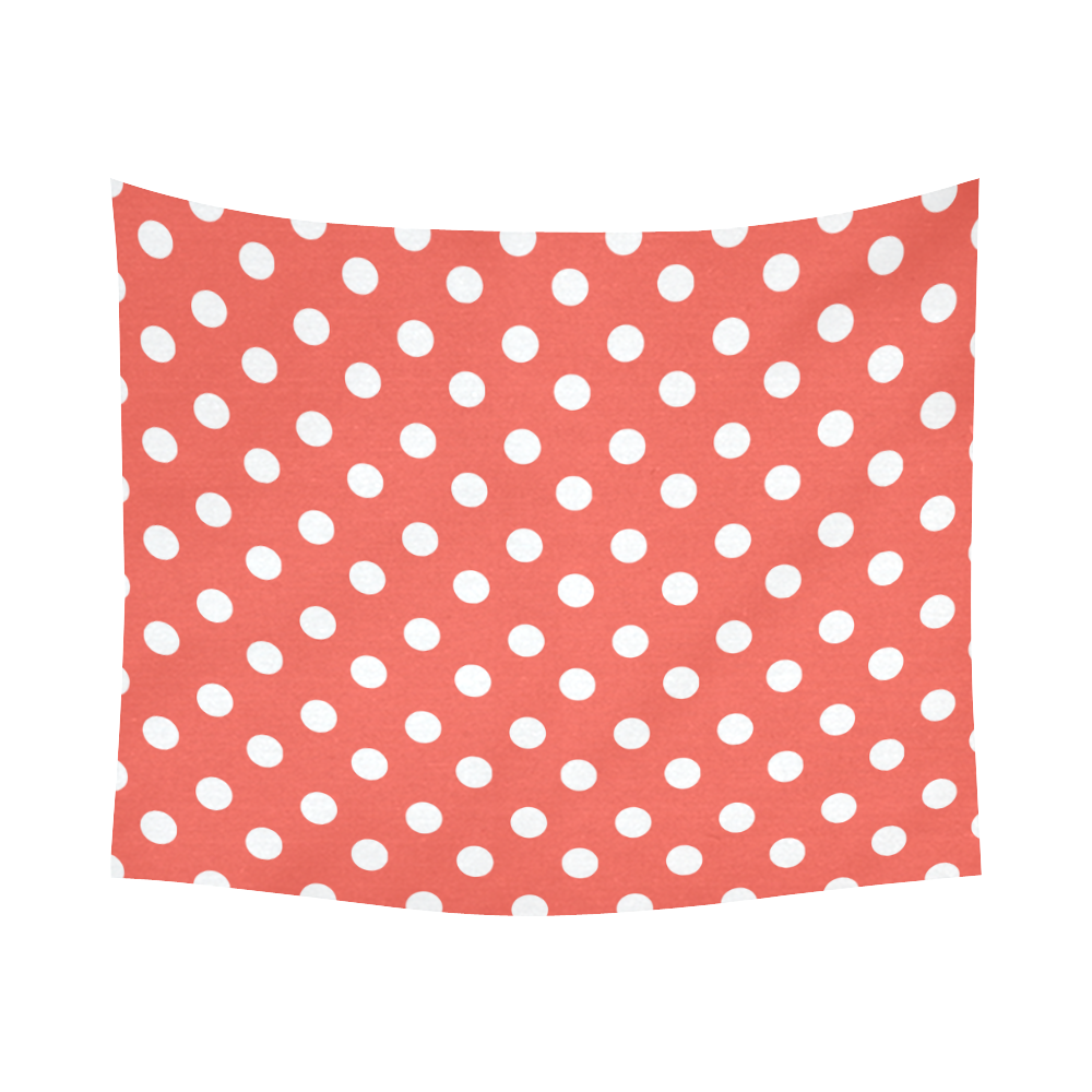 Orange Red Polka Dots Cotton Linen Wall Tapestry 60"x 51"