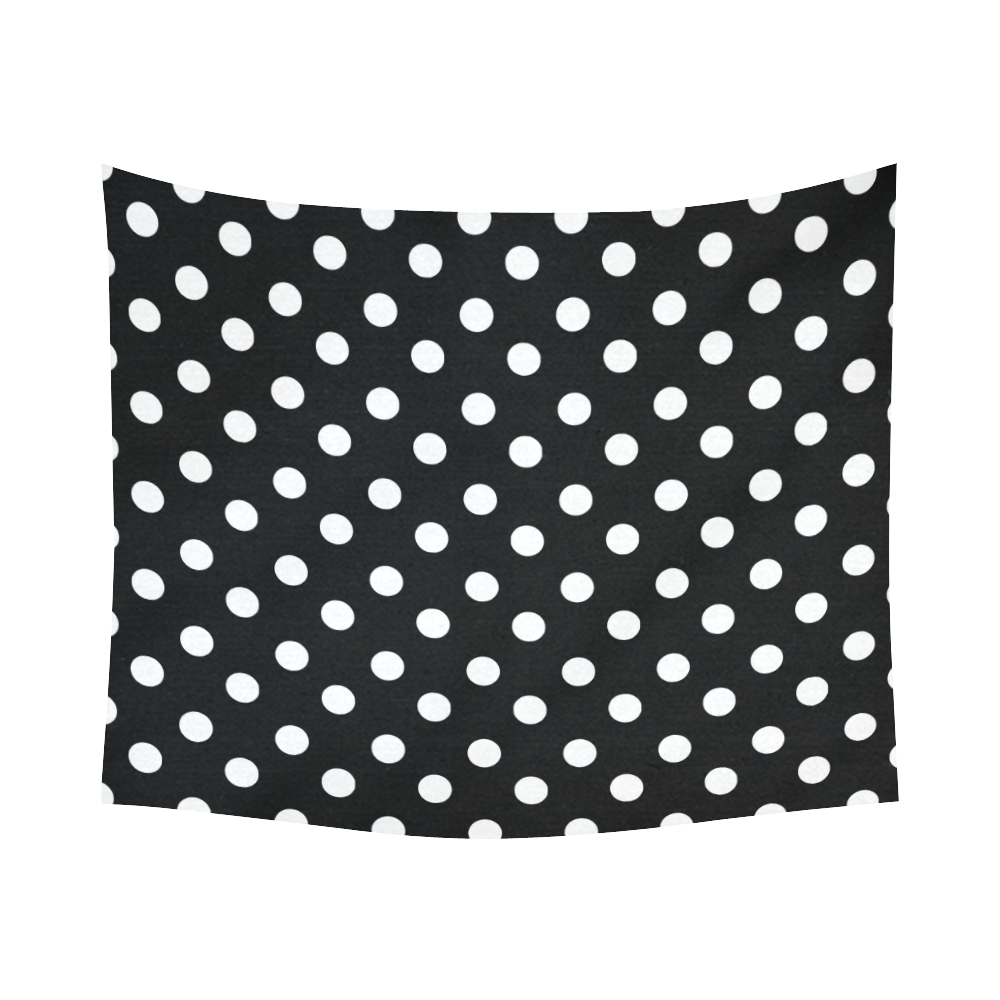 Black Polka Dots Cotton Linen Wall Tapestry 60"x 51"
