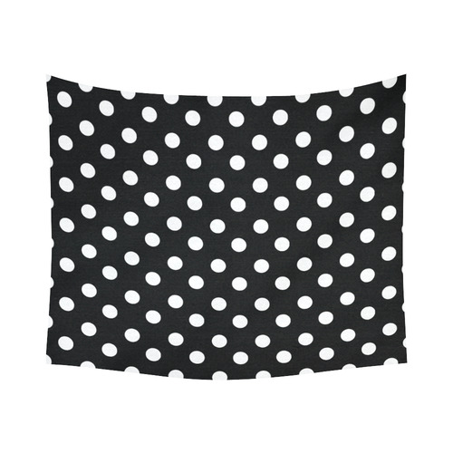 Black Polka Dots Cotton Linen Wall Tapestry 60"x 51"