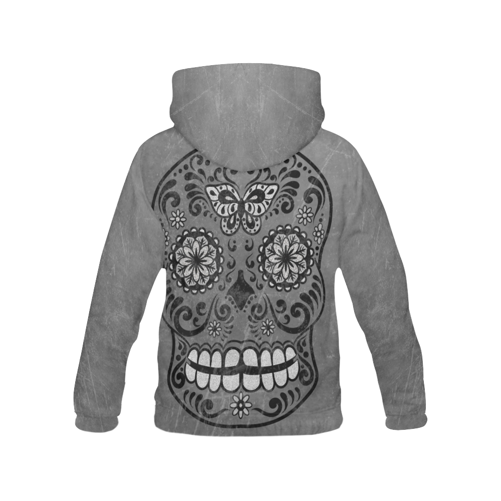 Dark gothic silver grey sugar skull All Over Print Hoodie for Men (USA Size) (Model H13)