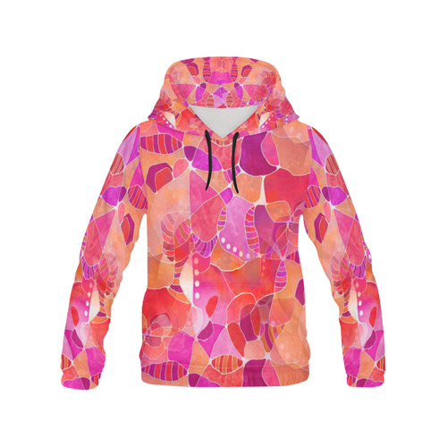 Meshuga Pink Pattern All Over Print Hoodie for Women (USA Size) (Model H13)