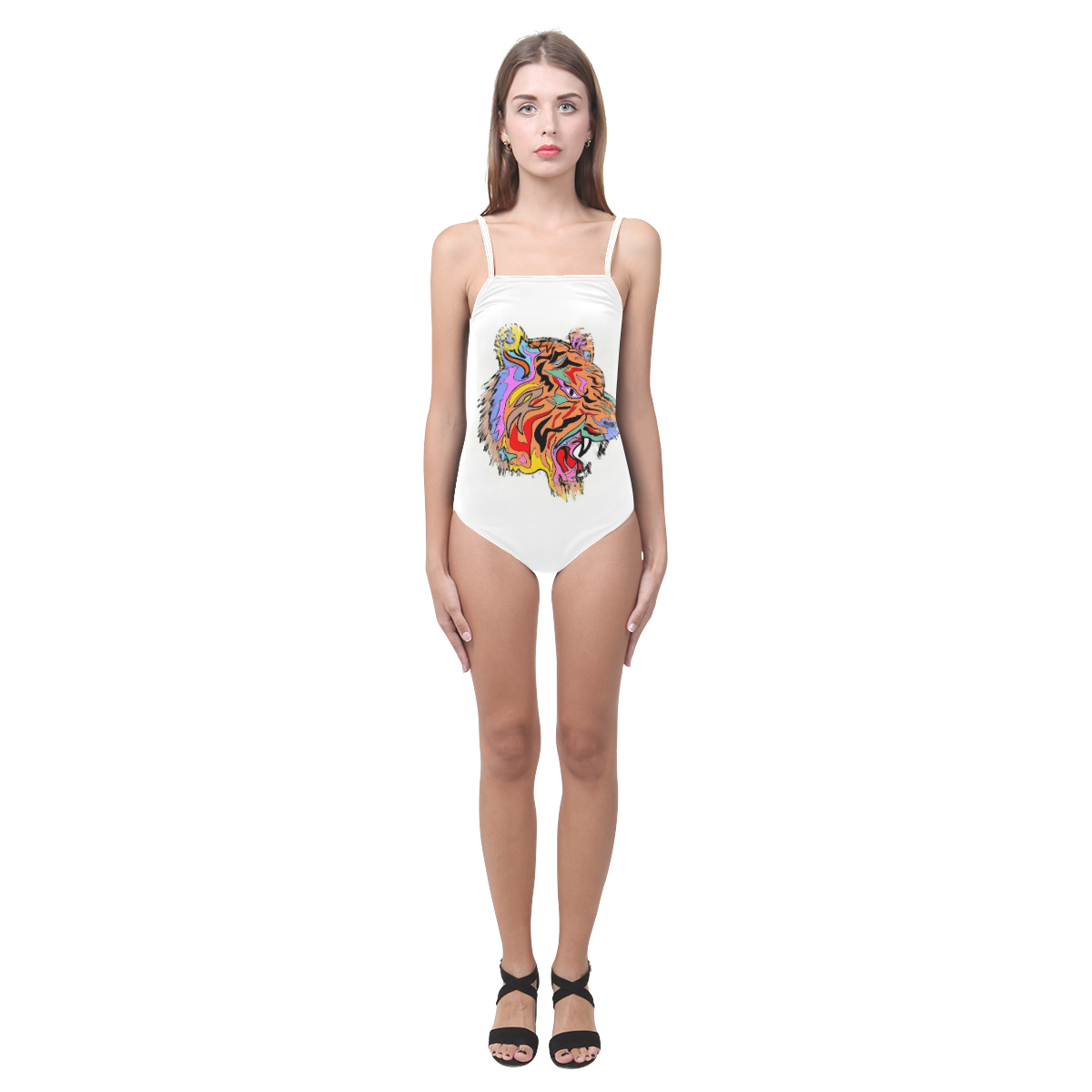 Amazing Tiger by Popart Lover Strap Swimsuit ( Model S05)