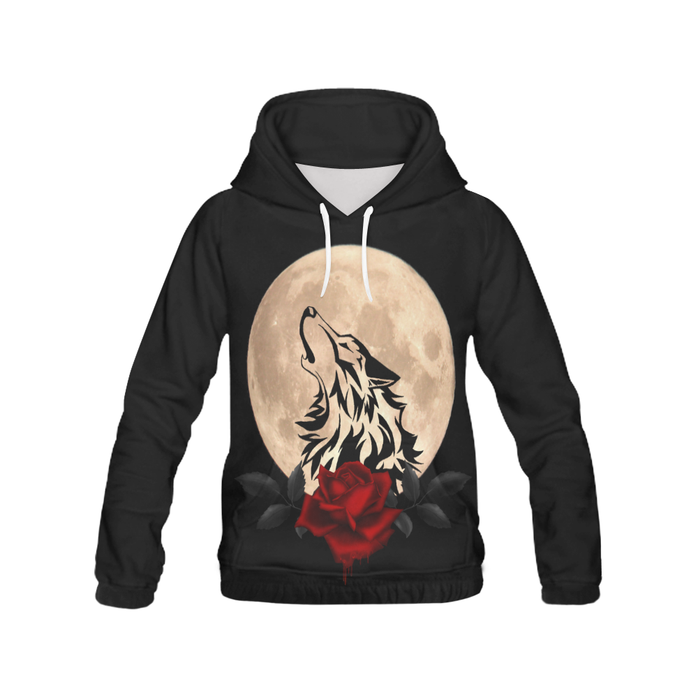 Gothic Wolf Moon All Over Print Hoodie for Women (USA Size) (Model H13)