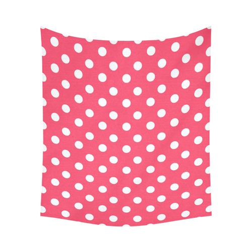 Indian Red Polka Dots Cotton Linen Wall Tapestry 60"x 51"