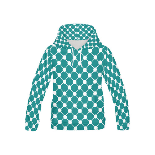 Teal Trellis Dots All Over Print Hoodie for Kid (USA Size) (Model H13)