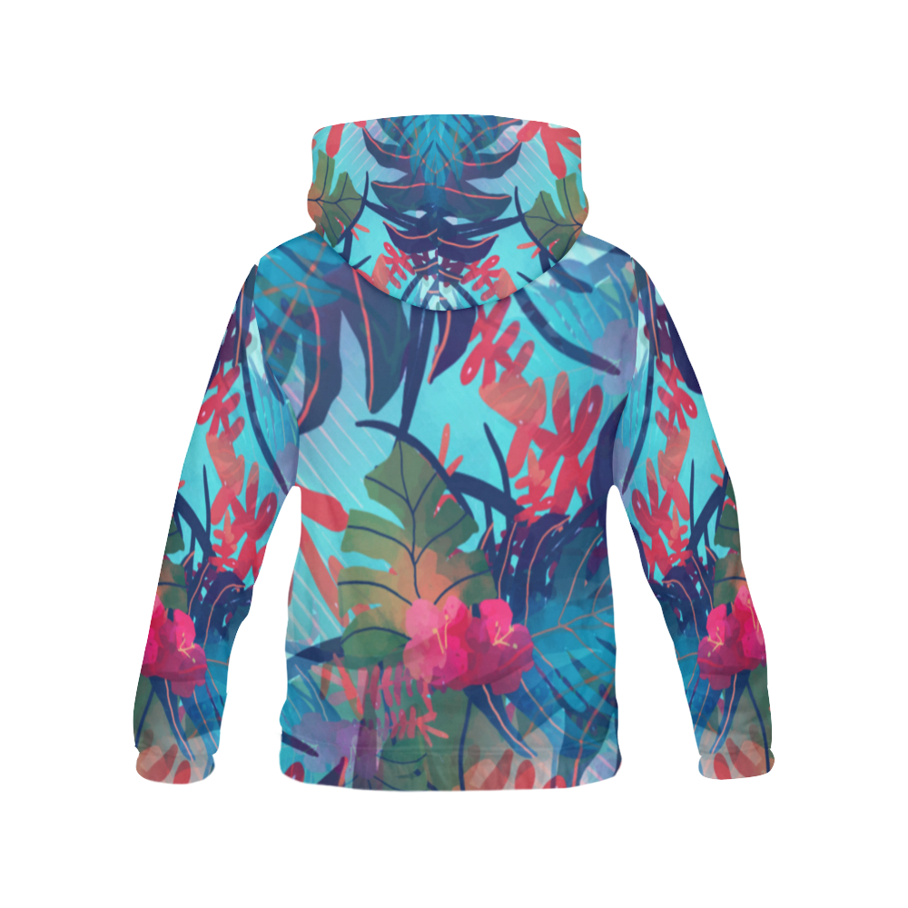 Tropical Blues Tapestries All Over Print Hoodie for Women (USA Size) (Model H13)