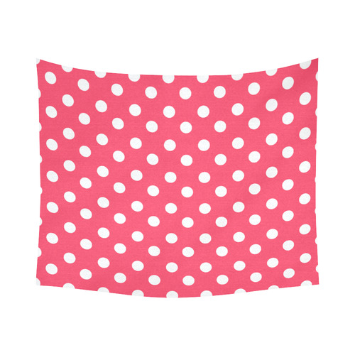 Indian Red Polka Dots Cotton Linen Wall Tapestry 60"x 51"