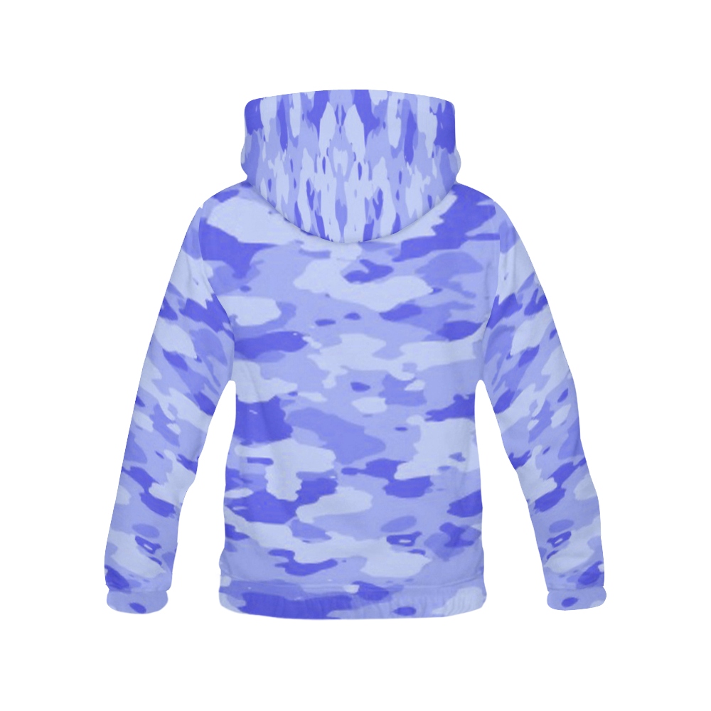 Blue Camo All Over Print Hoodie for Women (USA Size) (Model H13)