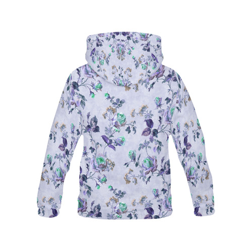Victorian Vintage Roses Purple All Over Print Hoodie for Women (USA Size) (Model H13)
