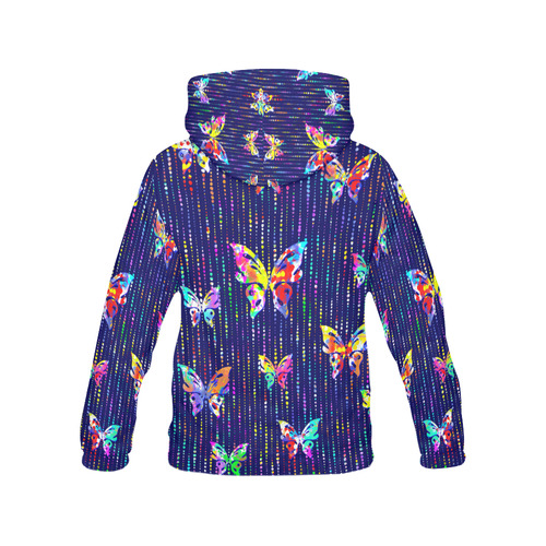 Butterflies On Dotted Lines Pattern All Over Print Hoodie for Women (USA Size) (Model H13)