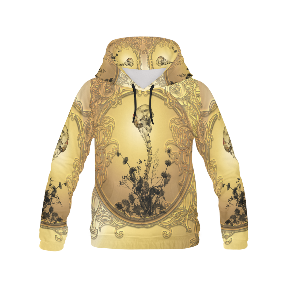 Awesome golden skull All Over Print Hoodie for Men (USA Size) (Model H13)