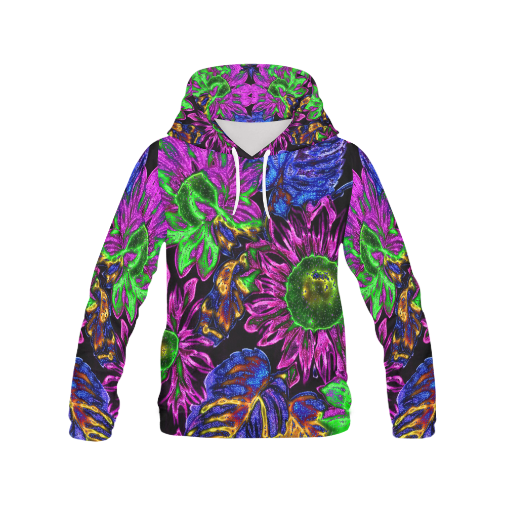 amazing neon floral 1 All Over Print Hoodie for Women (USA Size) (Model H13)