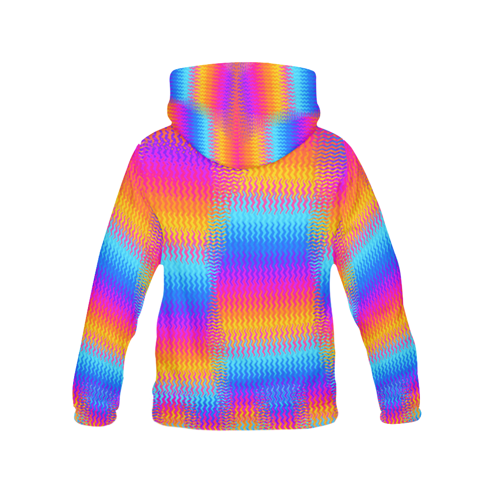 Psychedelic Rainbow Heat Waves All Over Print Hoodie for Women (USA Size) (Model H13)
