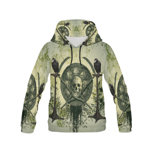 Skulls with crows All Over Print Hoodie for Men (USA Size) (Model H13)