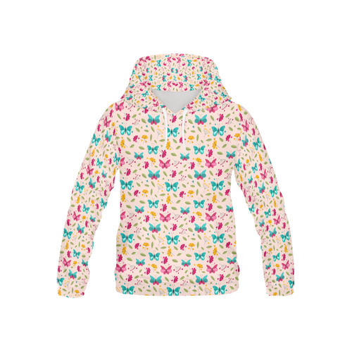 Colorful Flowers and Butterflies All Over Print Hoodie for Kid (USA Size) (Model H13)
