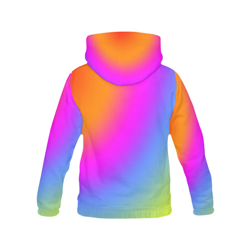 Radial Gradients Red Orange Pink Blue Green All Over Print Hoodie for Women (USA Size) (Model H13)